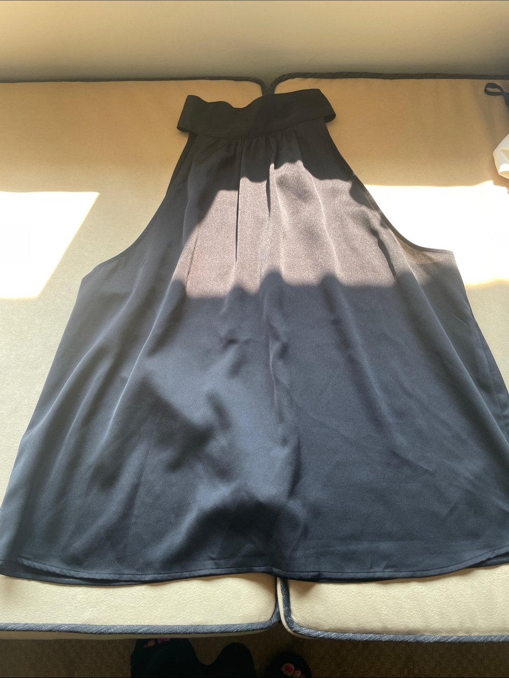 Loft Black Halter Neck Swing top with bow in back  - Women